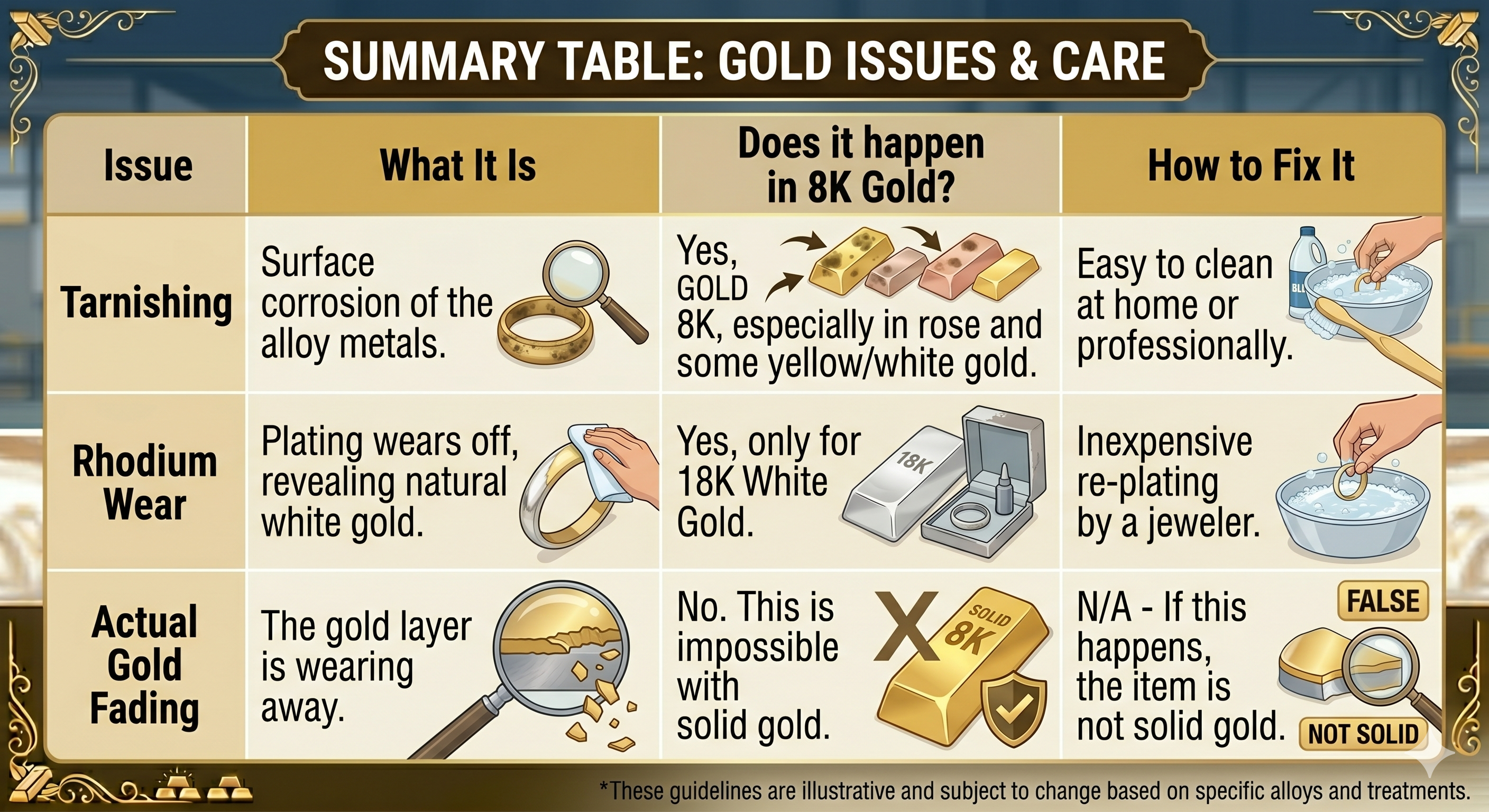 gold issue and care